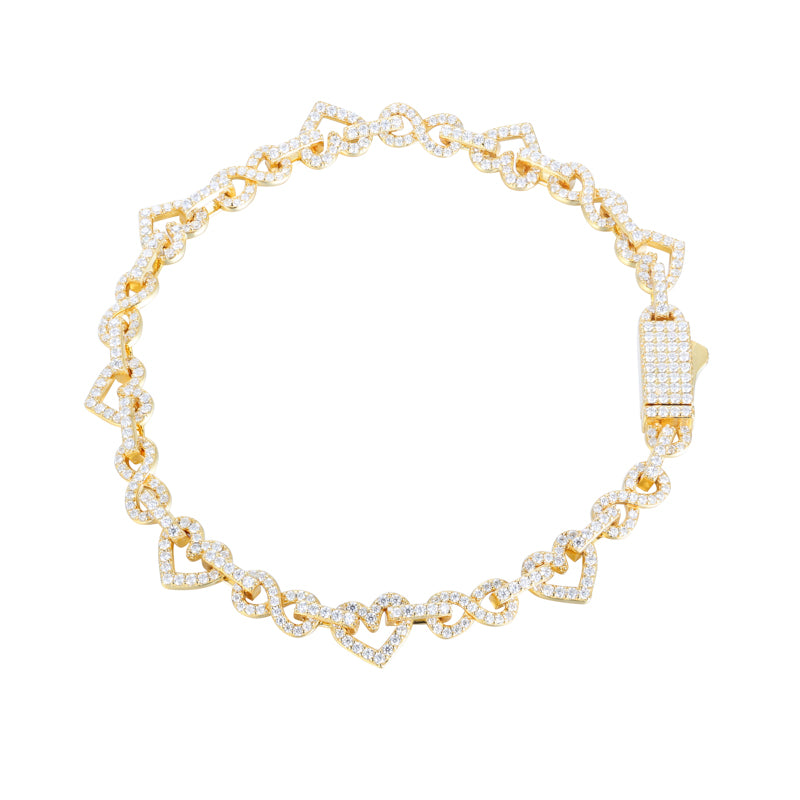 Infinity Heart | Moissanite Diamond Solid Sterling Silver Exquisite 8mm Full Iced Bracelet