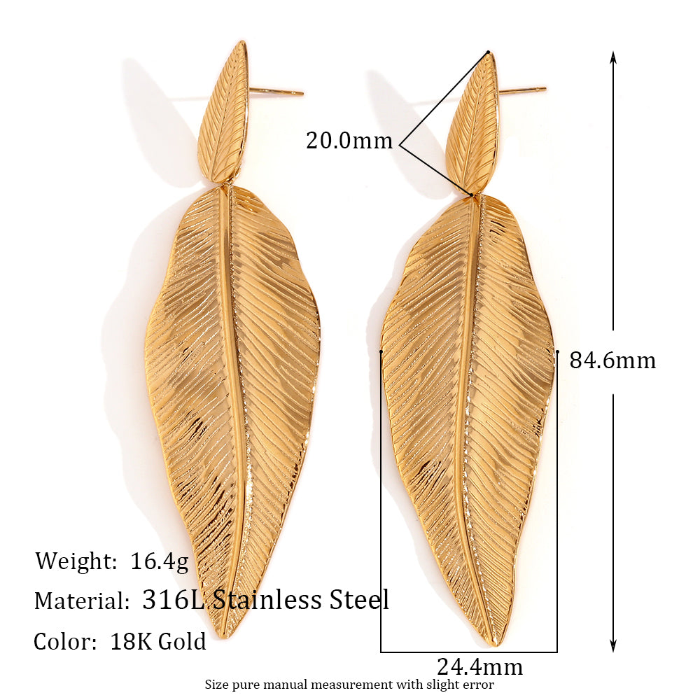 Ladies Leaf Sea Shell Tear Drop Diagonal Circular Bohemian 18k Gold No Fade Earrings