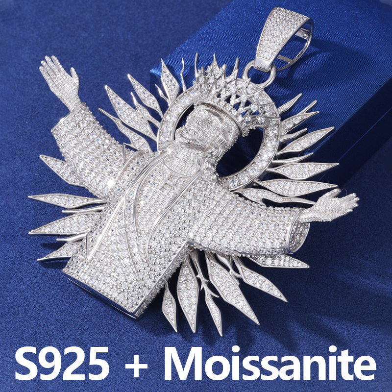 The True King | Moissanite Diamond Solid Sterling Silver Iced Blinged Out Jesus Piece Pendant