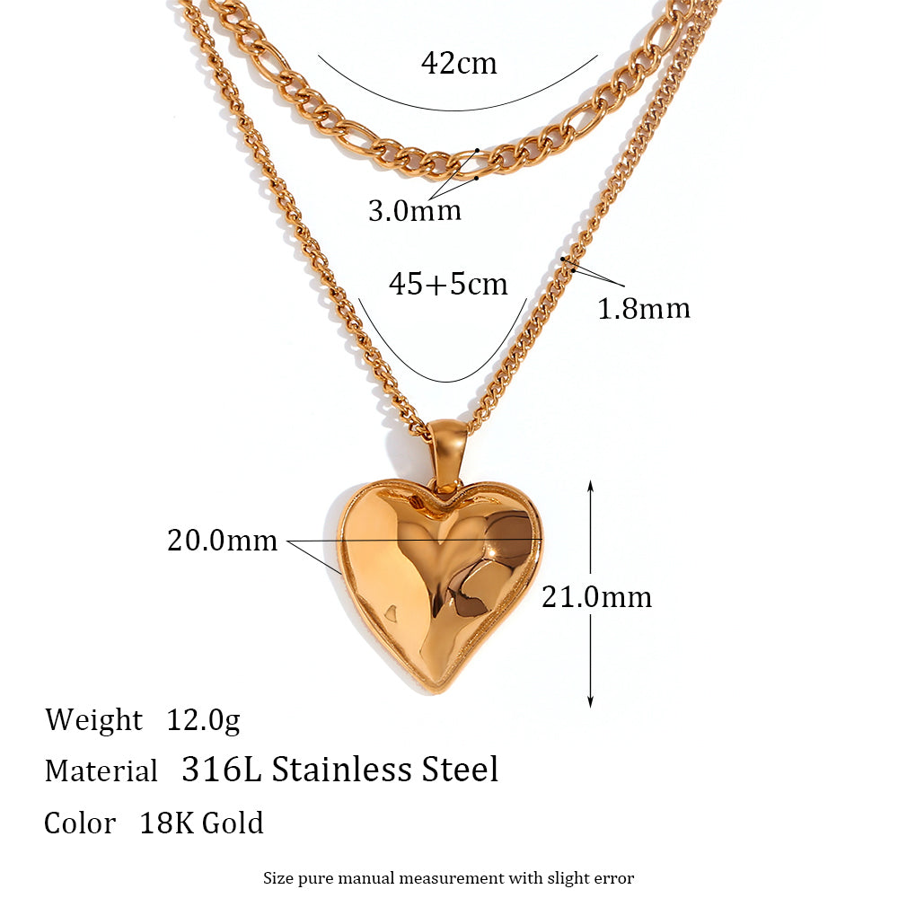 Ladies 18k Gold Waterproof Stainless Steel Heart Freshwater Pearl Pendant Necklaces