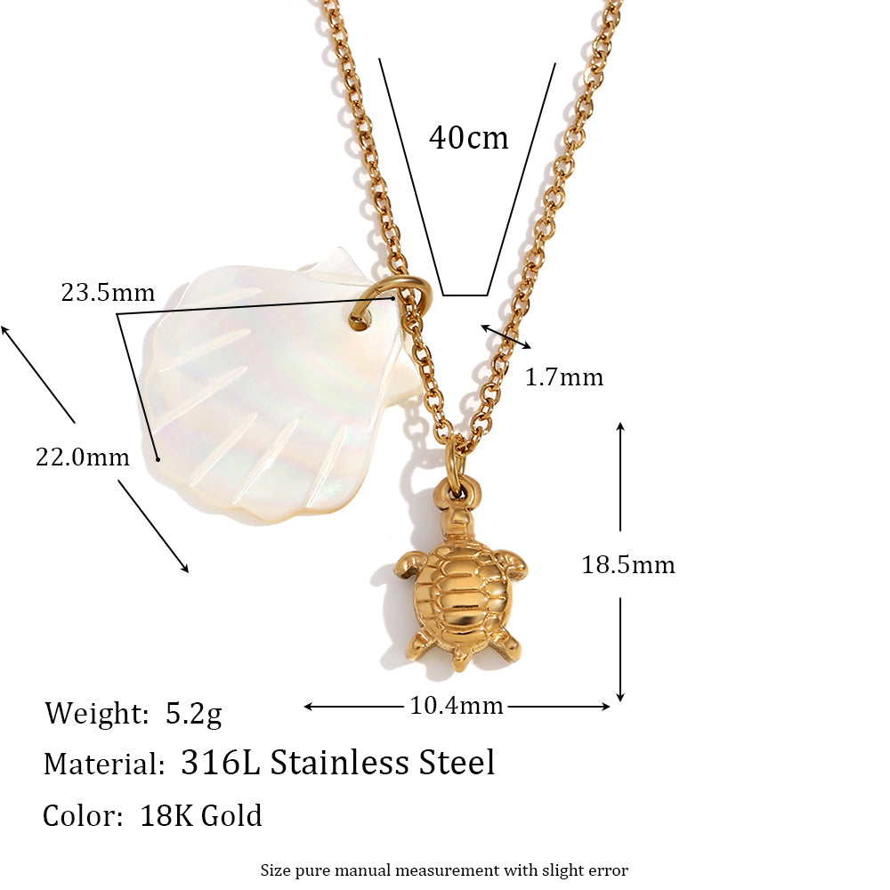 18k Gold Stainless Steel Waterproof Sea Animals Starfish Dolphin Mother Of Pearl Necklaces