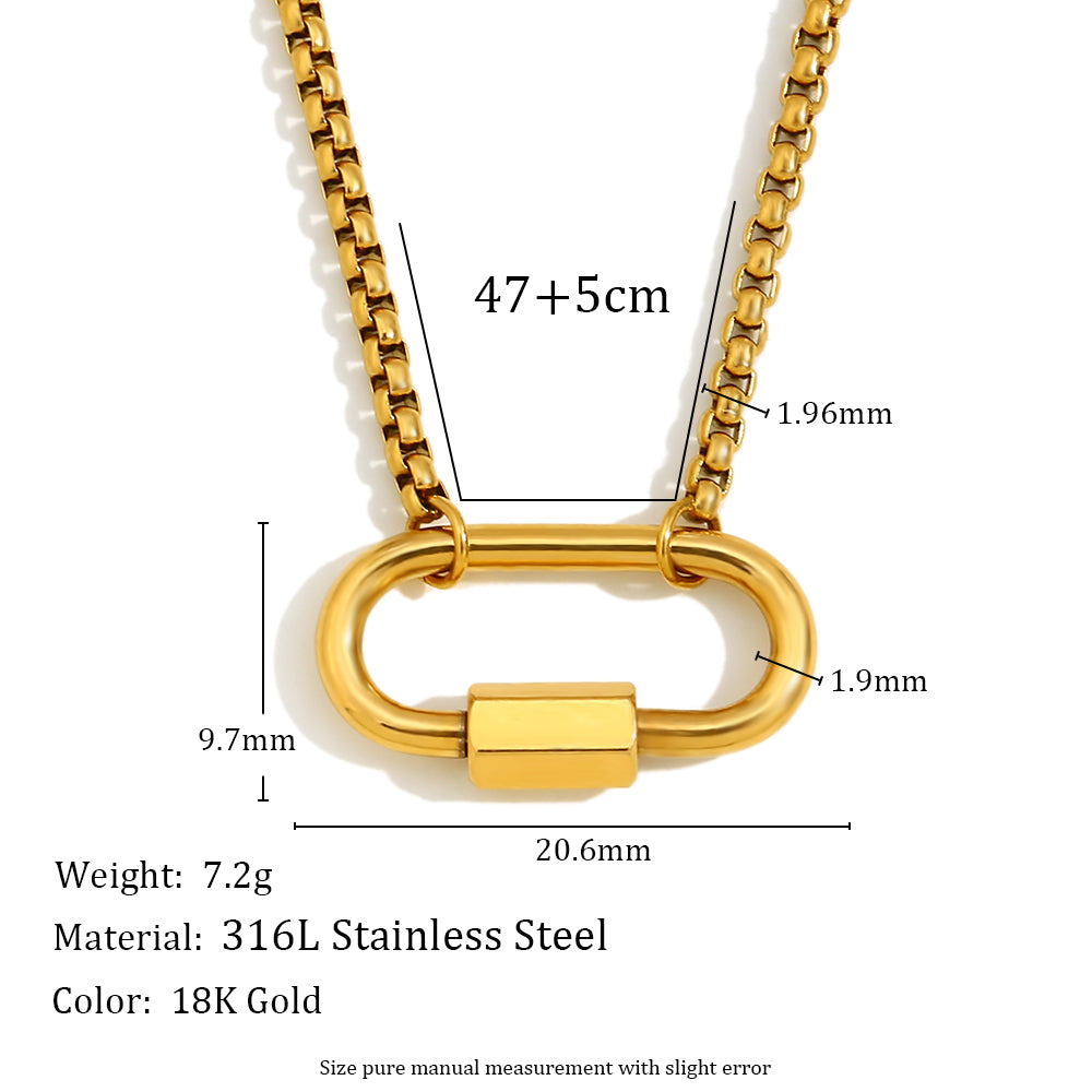 Womens S/L Size 18k Gold Waterproof Handmade Stainless Steel Buckle Pendant Necklace