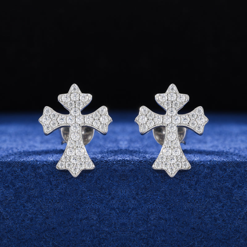 Christmas Tree Snow Flake Festive Holiday Moissanite Diamond Sterling Silver Party Stud Earrings