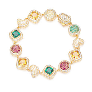 The World | 925 Silver Map Continents Gemstone Moissanite Diamond Iced Blinged Out Bracelets