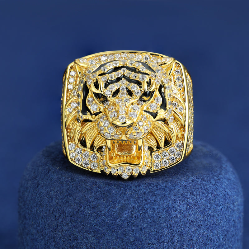 Eye Of The Tiger | Solid Sterling Silver VVS Moissanite Diamond Fierce Tiger Hip Hop Ring
