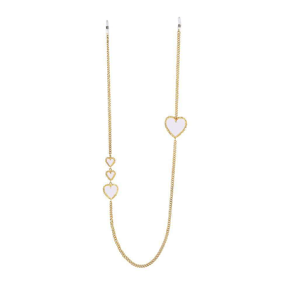 Ladies 18k Gold Plated Enamel Colorful Heart Sun Glasses Strap Chain