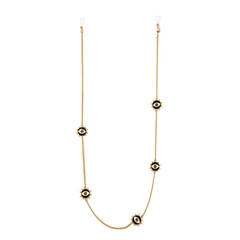 Ladies 18k Gold Plated Enamel Colorful Heart Sun Glasses Strap Chain