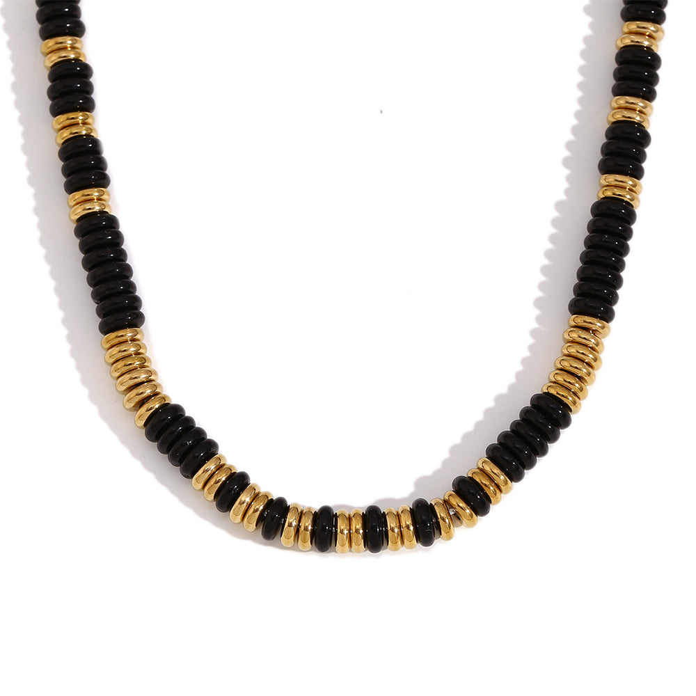 Natural Stone Tiger Eye Necklace Water Resistant 316L Stainless Steel 18K Gold Jewelry