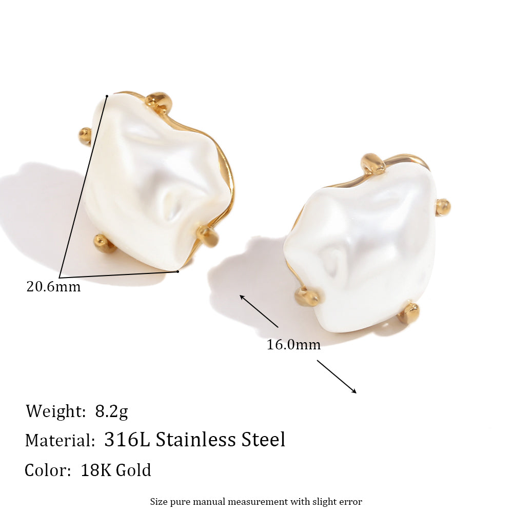 Ladies 10 styles Imitaion Pearl 18k Gold Waterproof Stainless Steel Earrings