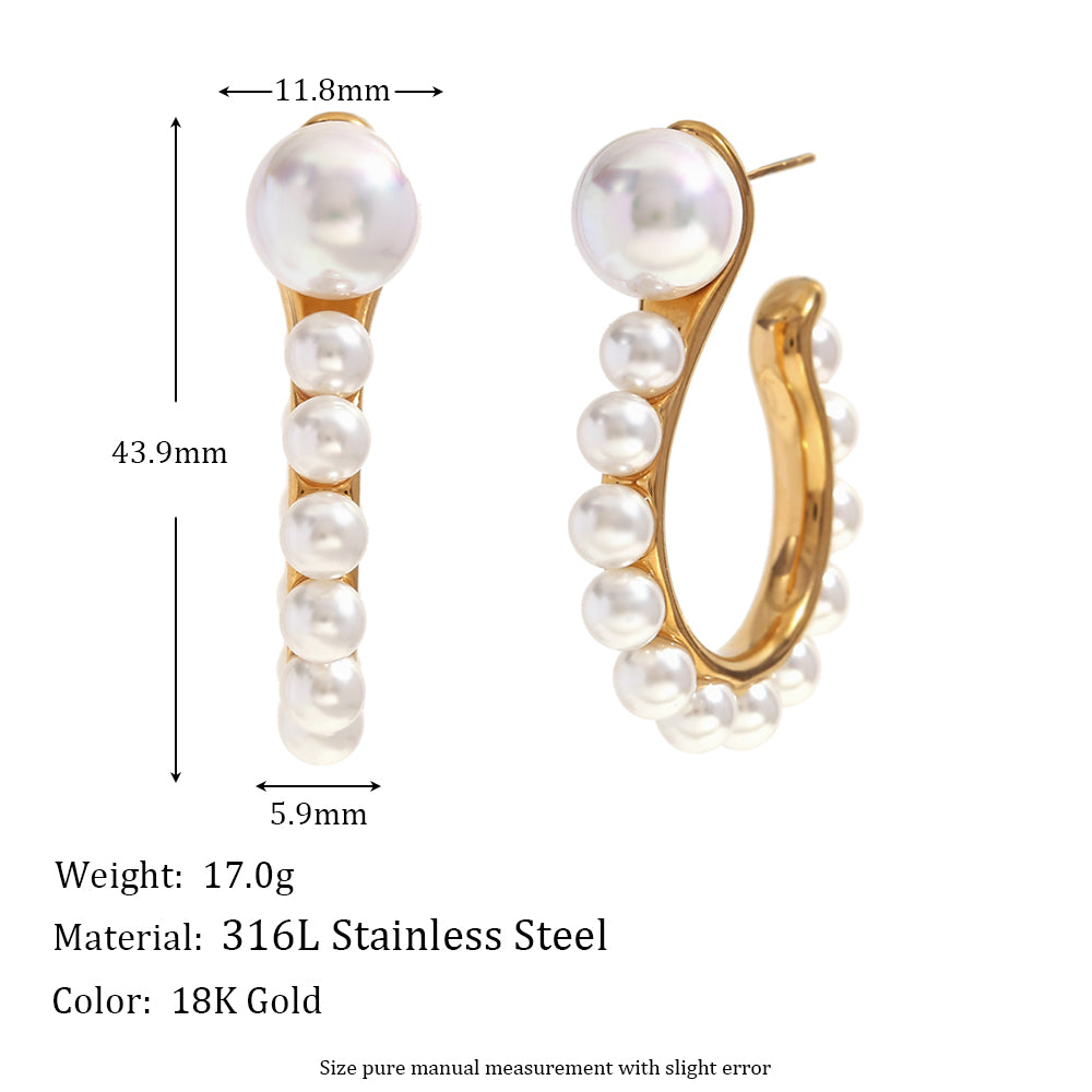 Ladies 10 styles Imitaion Pearl 18k Gold Waterproof Stainless Steel Earrings