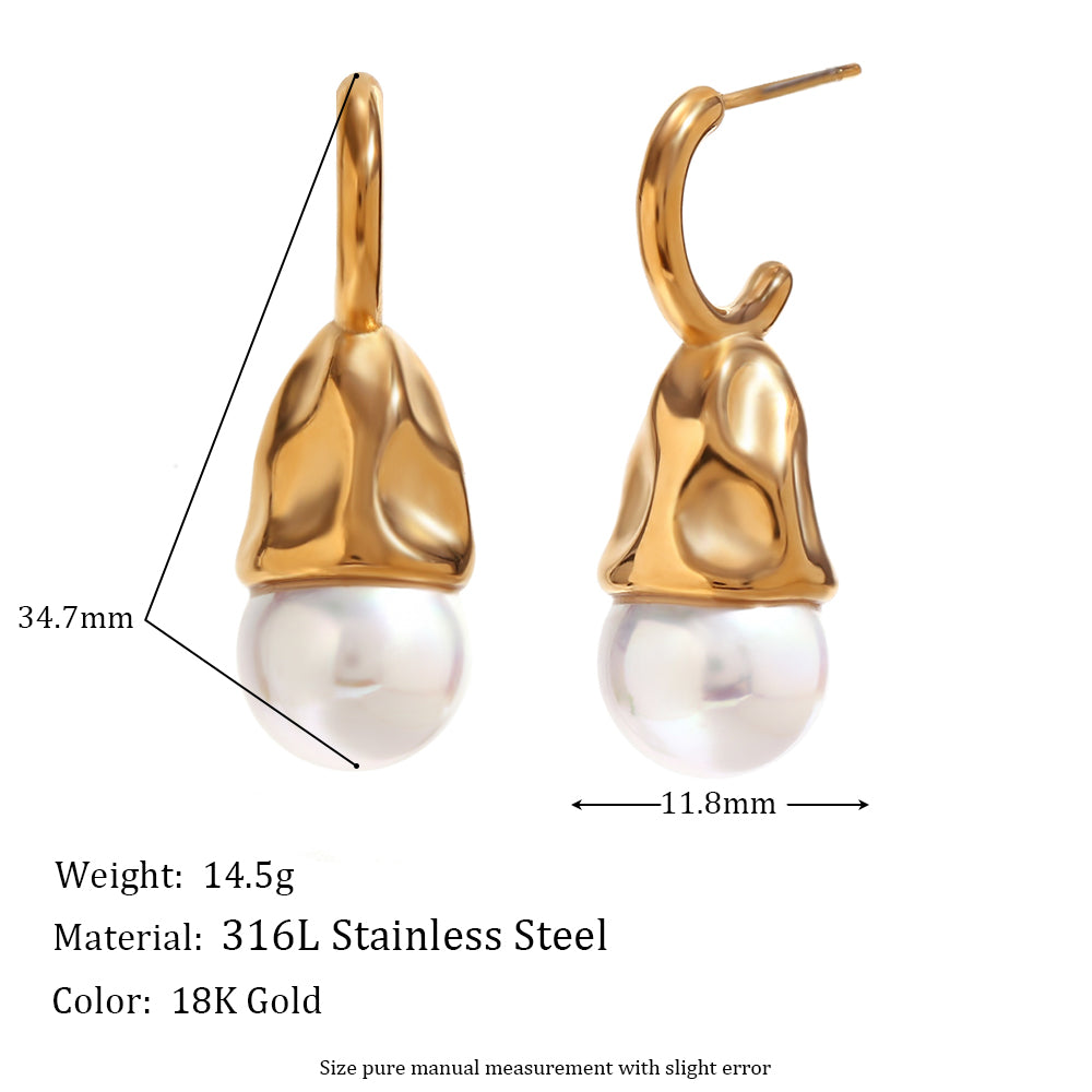 Ladies 10 styles Imitaion Pearl 18k Gold Waterproof Stainless Steel Earrings