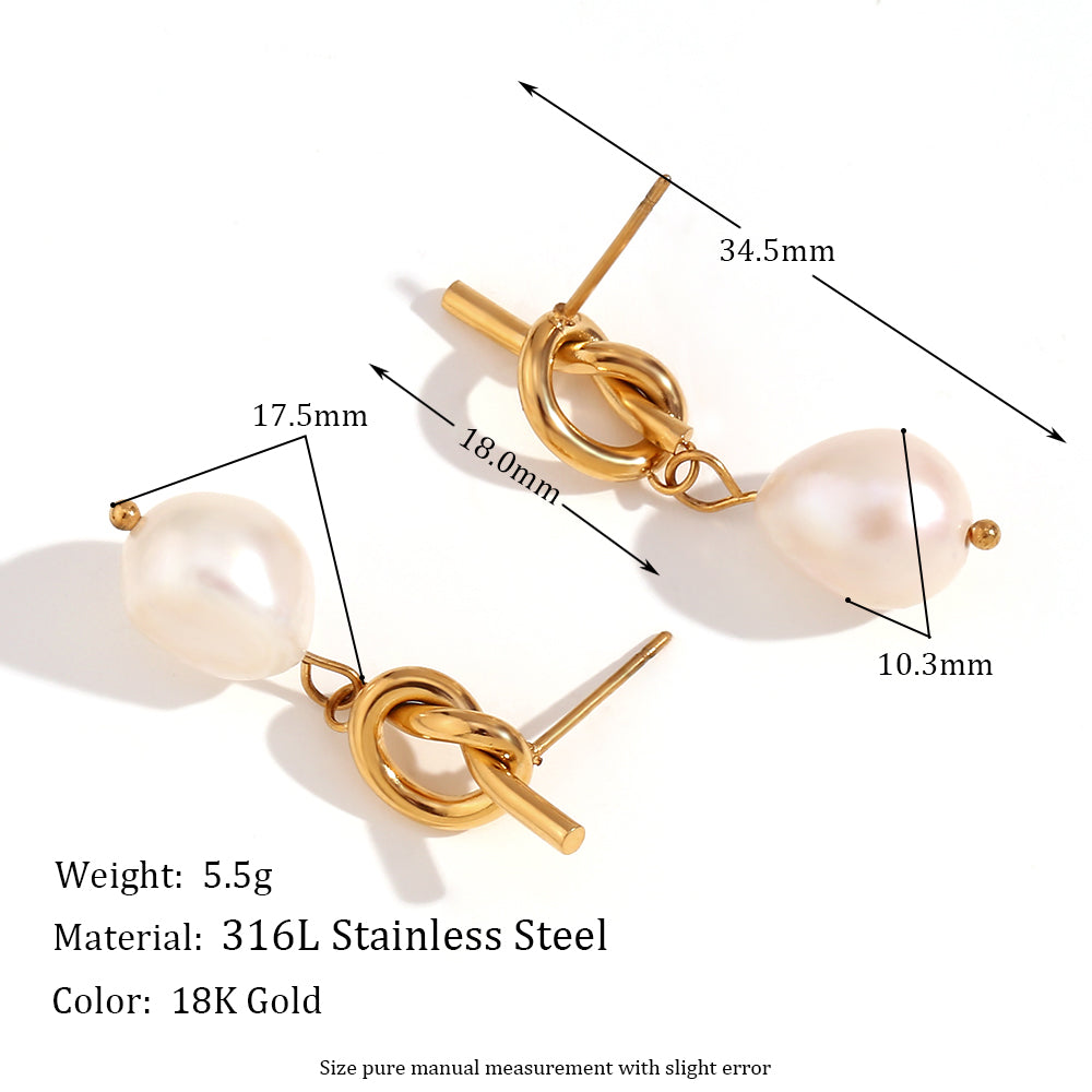 Ladies 10 styles Imitaion Pearl 18k Gold Waterproof Stainless Steel Earrings