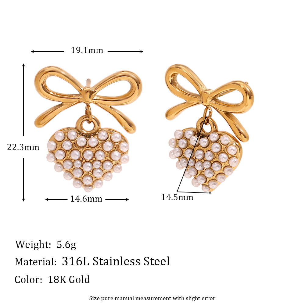 Ladies 10 styles Imitaion Pearl 18k Gold Waterproof Stainless Steel Earrings