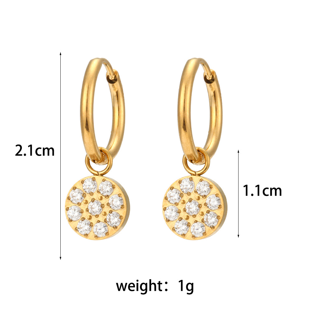 18k Gold Stainless Steel Waterproof Bling CZ Charm Cross Heart Butterfly Star Earrings