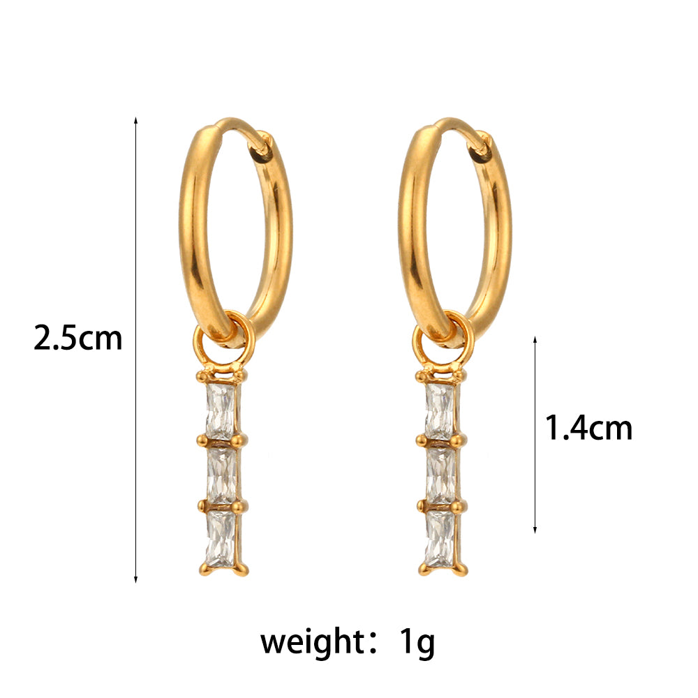18k Gold Stainless Steel Waterproof Bling CZ Charm Cross Heart Butterfly Star Earrings