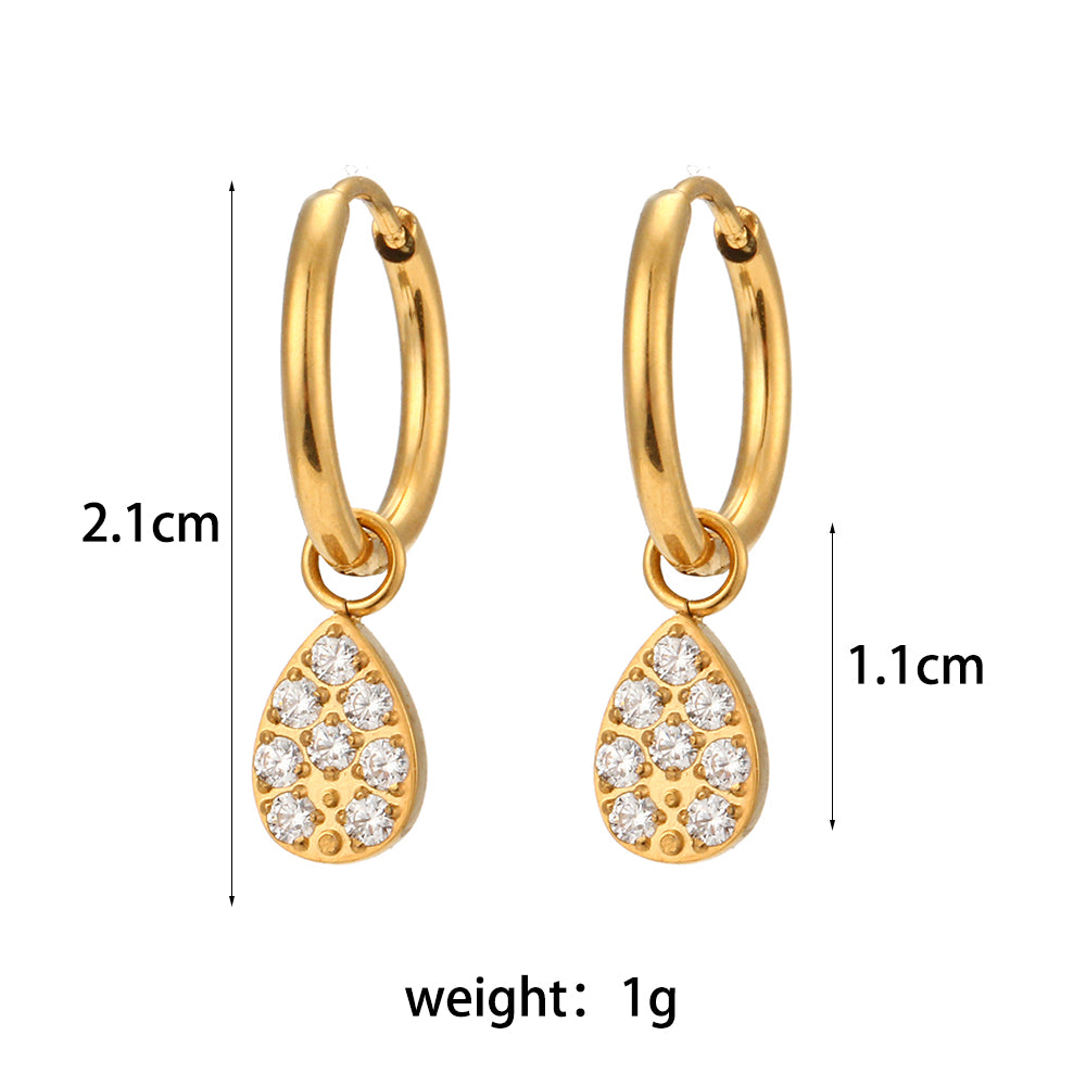 18k Gold Stainless Steel Waterproof Bling CZ Charm Cross Heart Butterfly Star Earrings