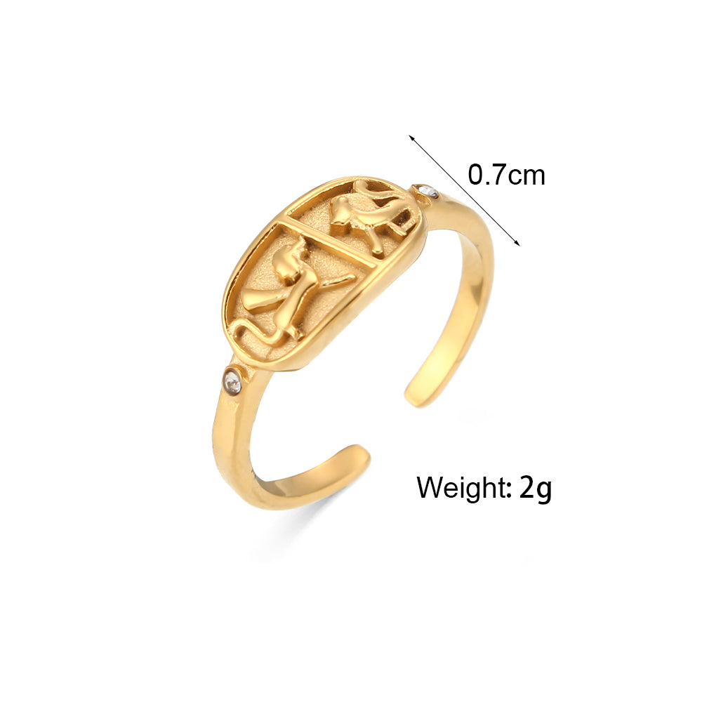 Women's Solid Stainless Steel Waterproof 18k Gold Fashion Rings
