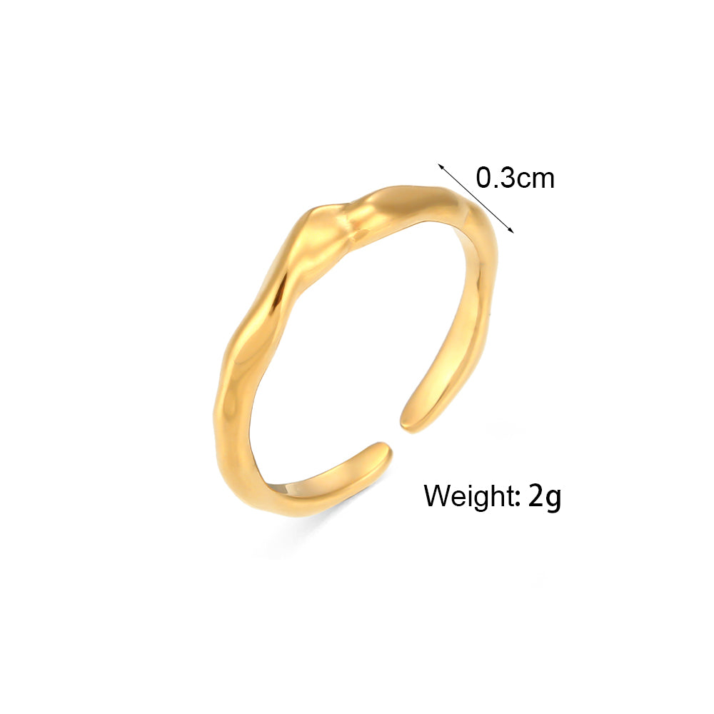 Women's Solid Stainless Steel Waterproof 18k Gold Fashion Rings
