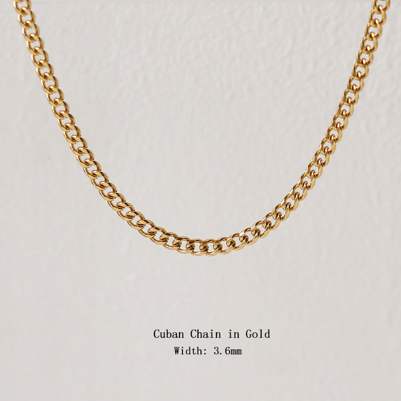 18k Gold Stainless Steel Thin Delicate Link Flower Coin Cuban Chain Layered Necklace