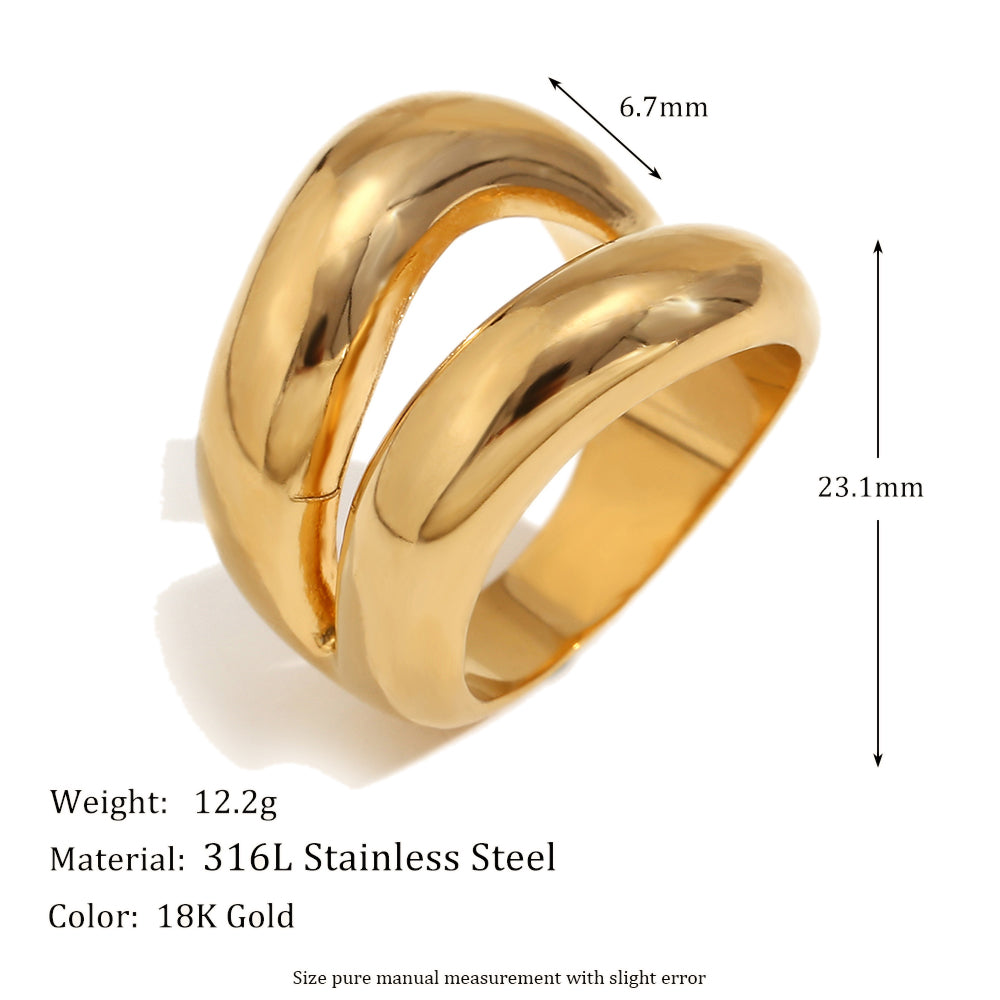 Ladies 18k Gold Stainless Steel Fashion Lips Shape Waterproof Layer Rings