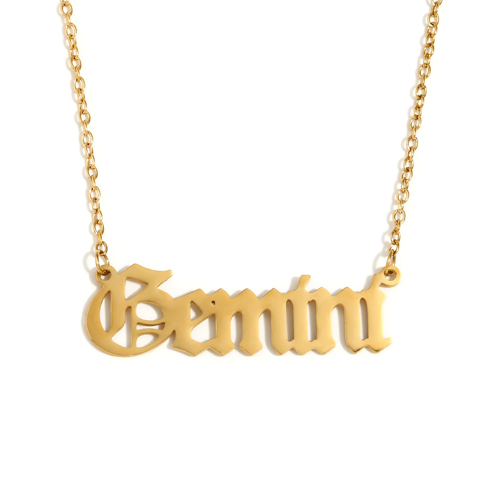 Silver 18k Gold Waterproof Tarnish Free 12 Star Zodiac Sign Pendant Necklaces