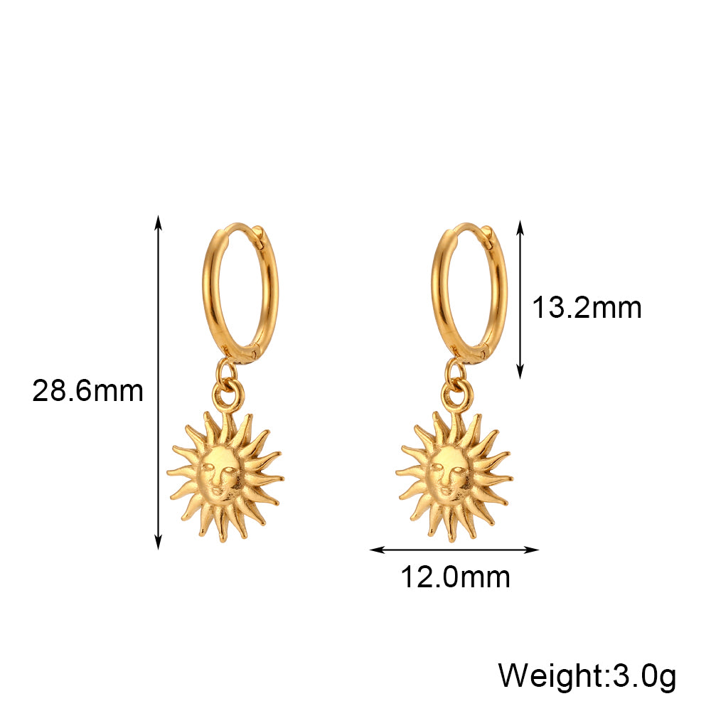 18k Gold over 316L Stainless Steel Sun Goddess Rebirth Boho Waterproof Earrings