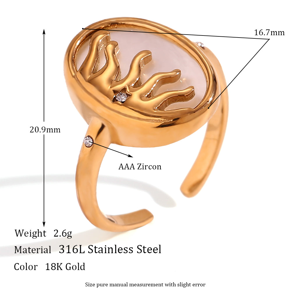 Elegant Imitation Pearl 18k Gold Water Resistant Stainless Steel Rings