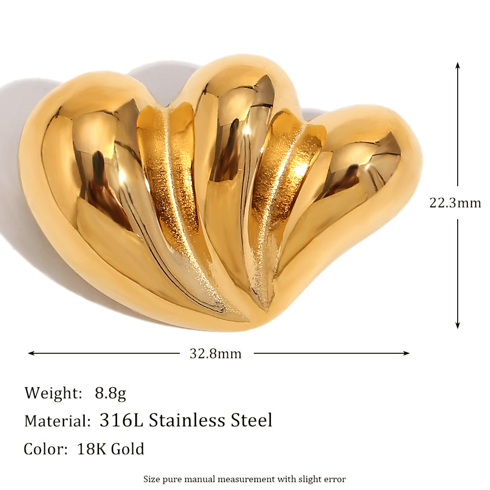 18k Gold Moon Starfish Imitation Pearl Heart Shell Stainless Steel Brooches