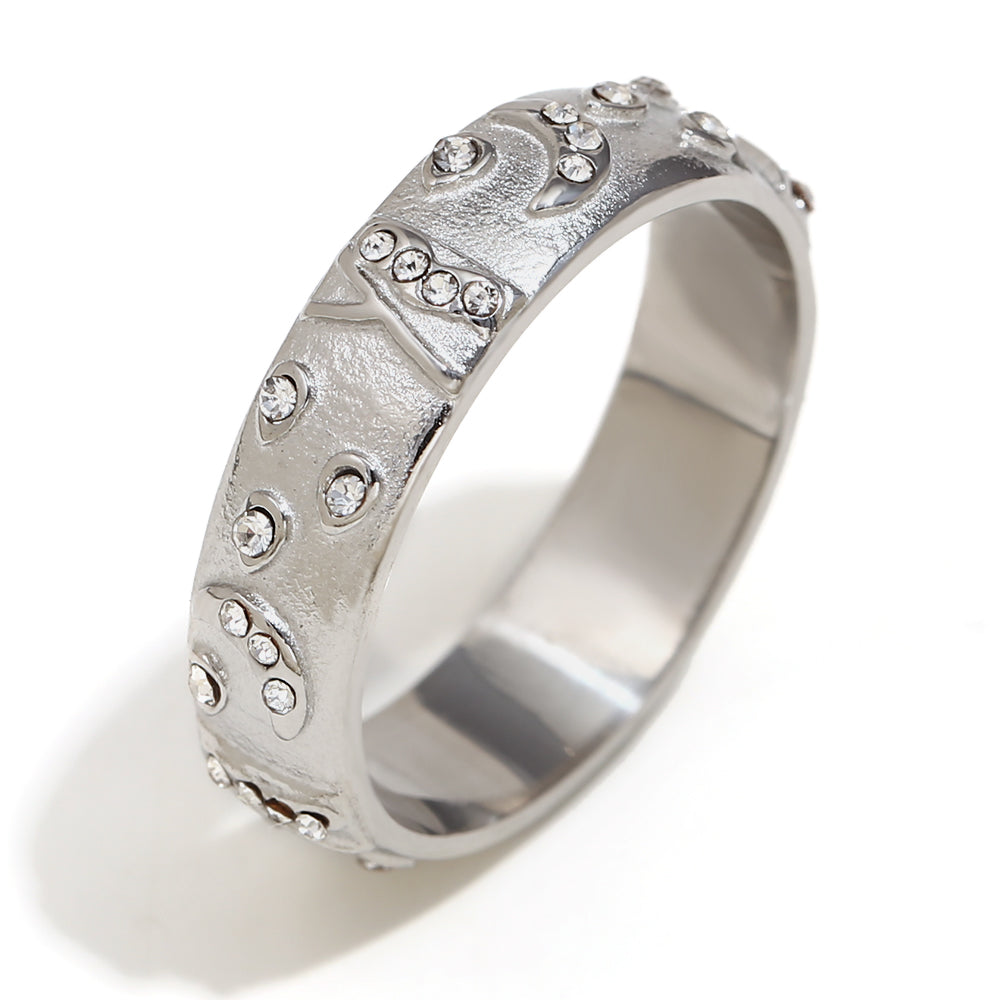 18k Gold Solid Stainless Steel Tarot Cards Waterproof CZ Bling Rings