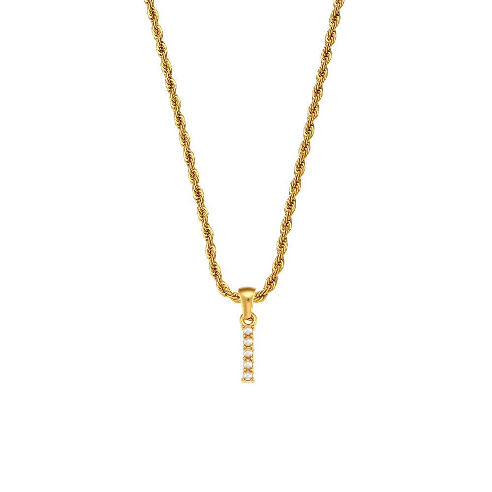 18k Gold No Fade Stainless Steel PVD Tarnish Free Elegant Pearl Letter Necklace
