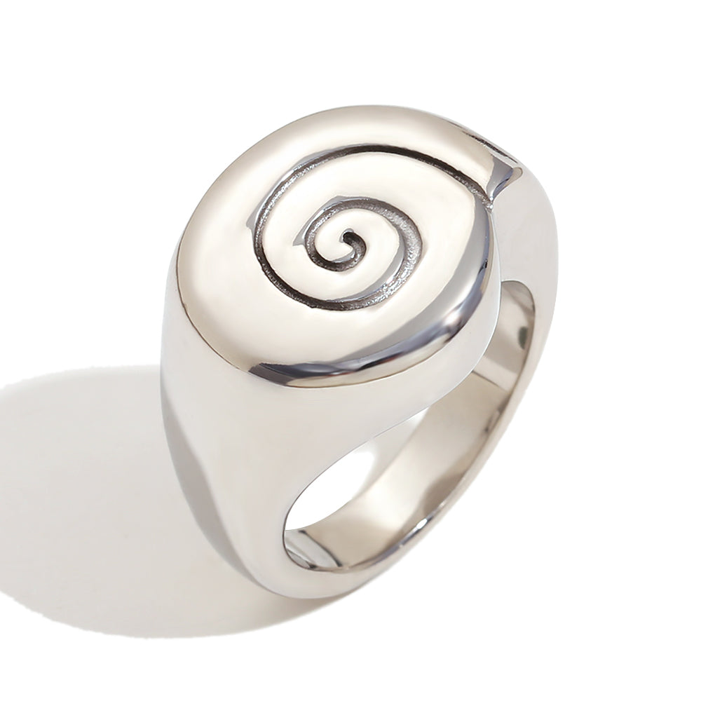 Women's 18K Gold Plated Smooth Conch Stainless Steel Waterproof Rings