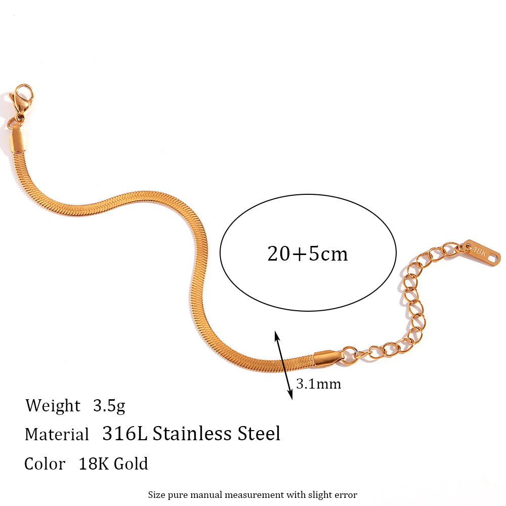 18k Gold Stainless Steel 3mm Herringbone Hip Hop Chain Necklace