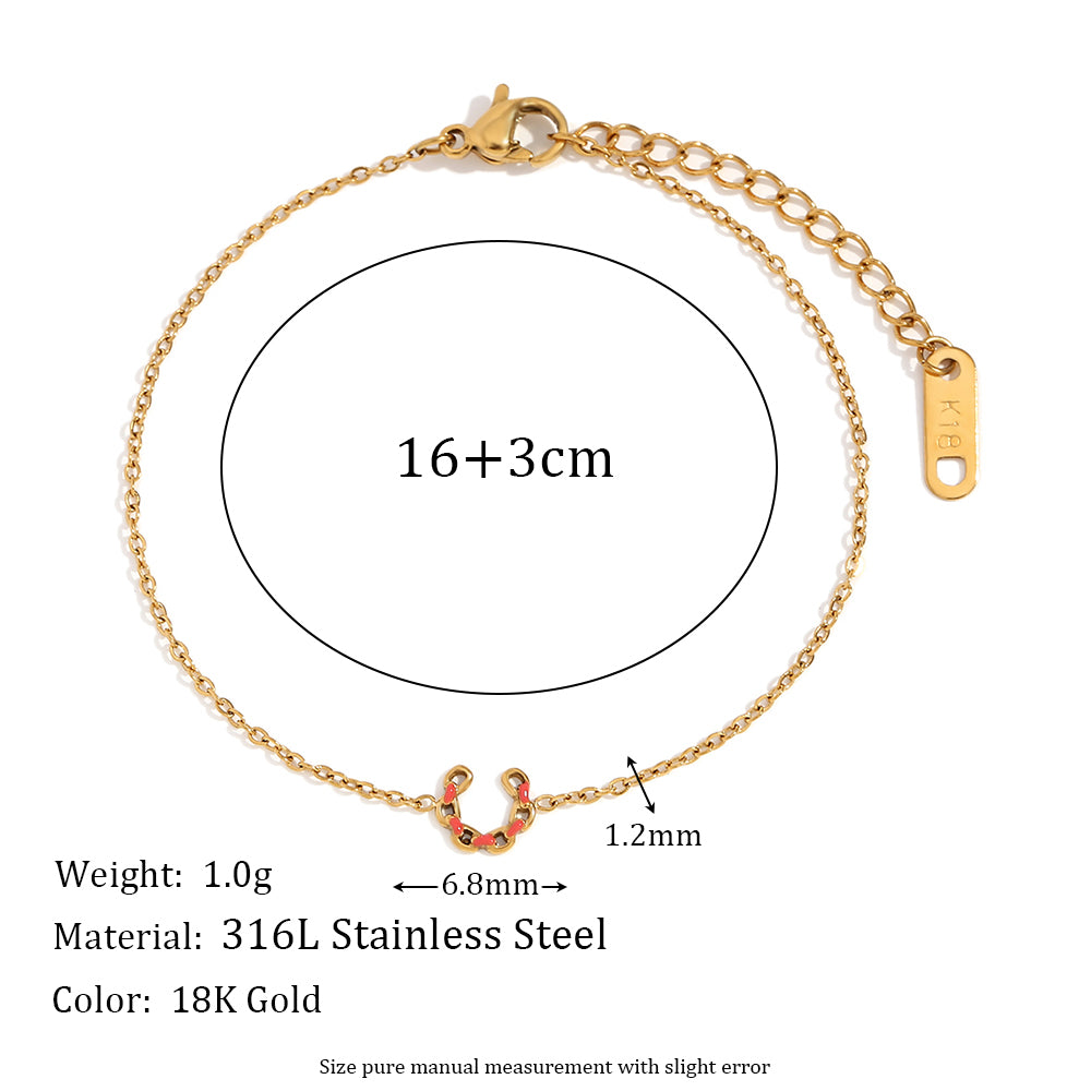 Waterproof Dainty Enamel Flower 18k Gold Stainless Steel Charm Bracelets