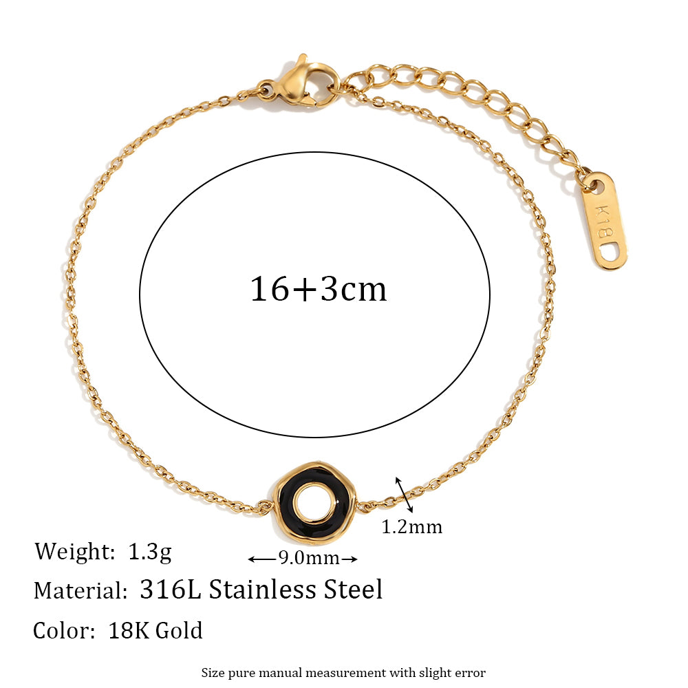 Waterproof Dainty Enamel Flower 18k Gold Stainless Steel Charm Bracelets