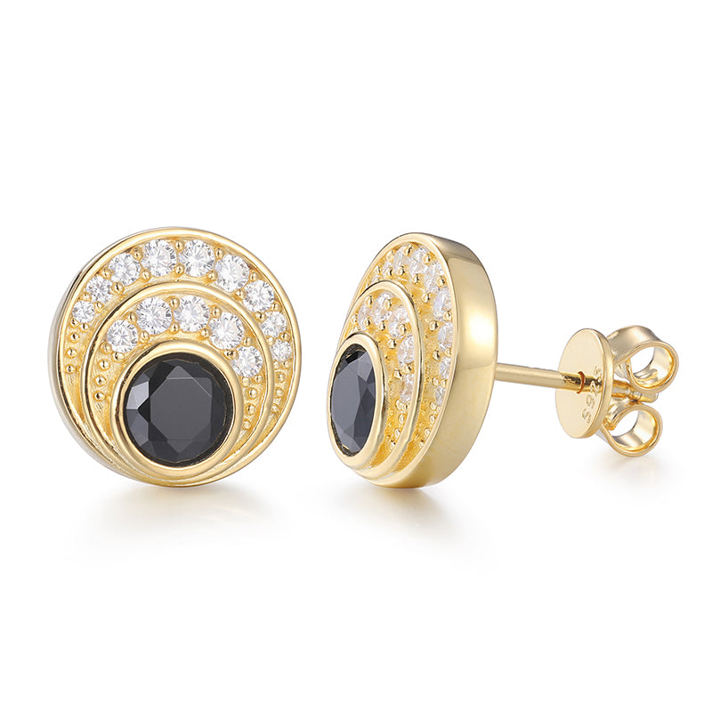 Black Moon | Solid Silver Moissanite Diamond Iced Blinged Out 925 Stud Earrings