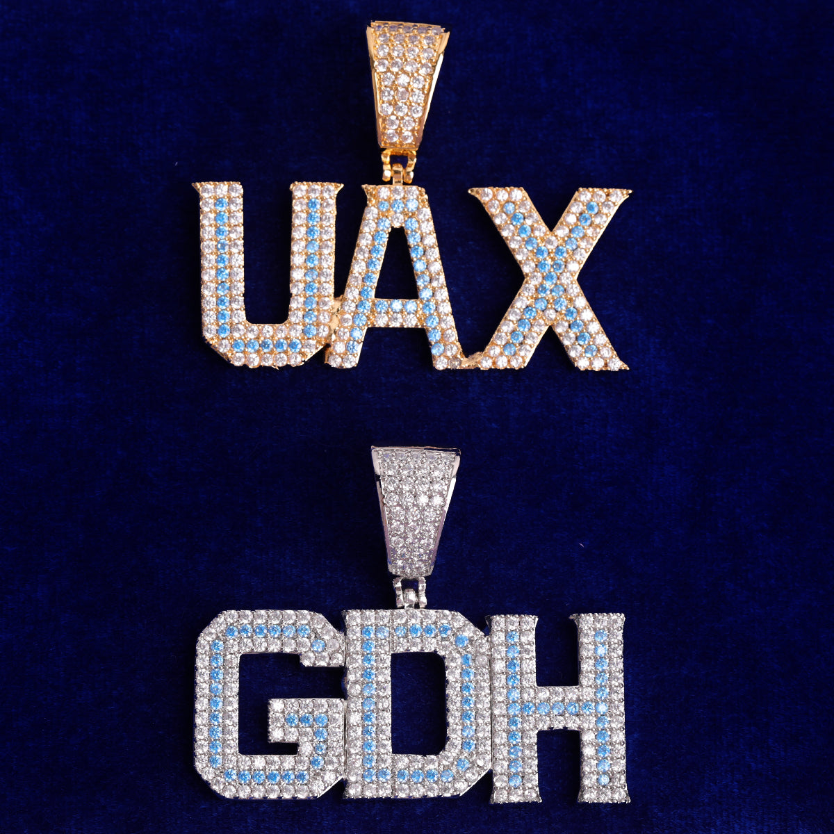 Blue Ice | VVS Diamond CZ 24k Gold Custom Made Hip Hop Name Plate Pendant