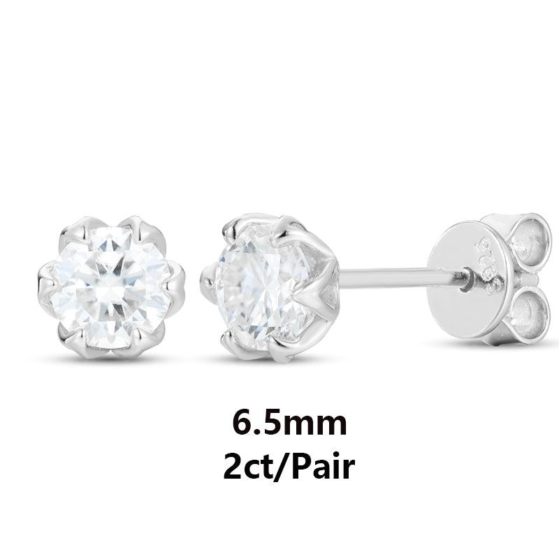 Iced Blinged Out 1/1.6/2ct D Color Moissanite Diamond S925 Sterling Silver 18k Stud Earrings