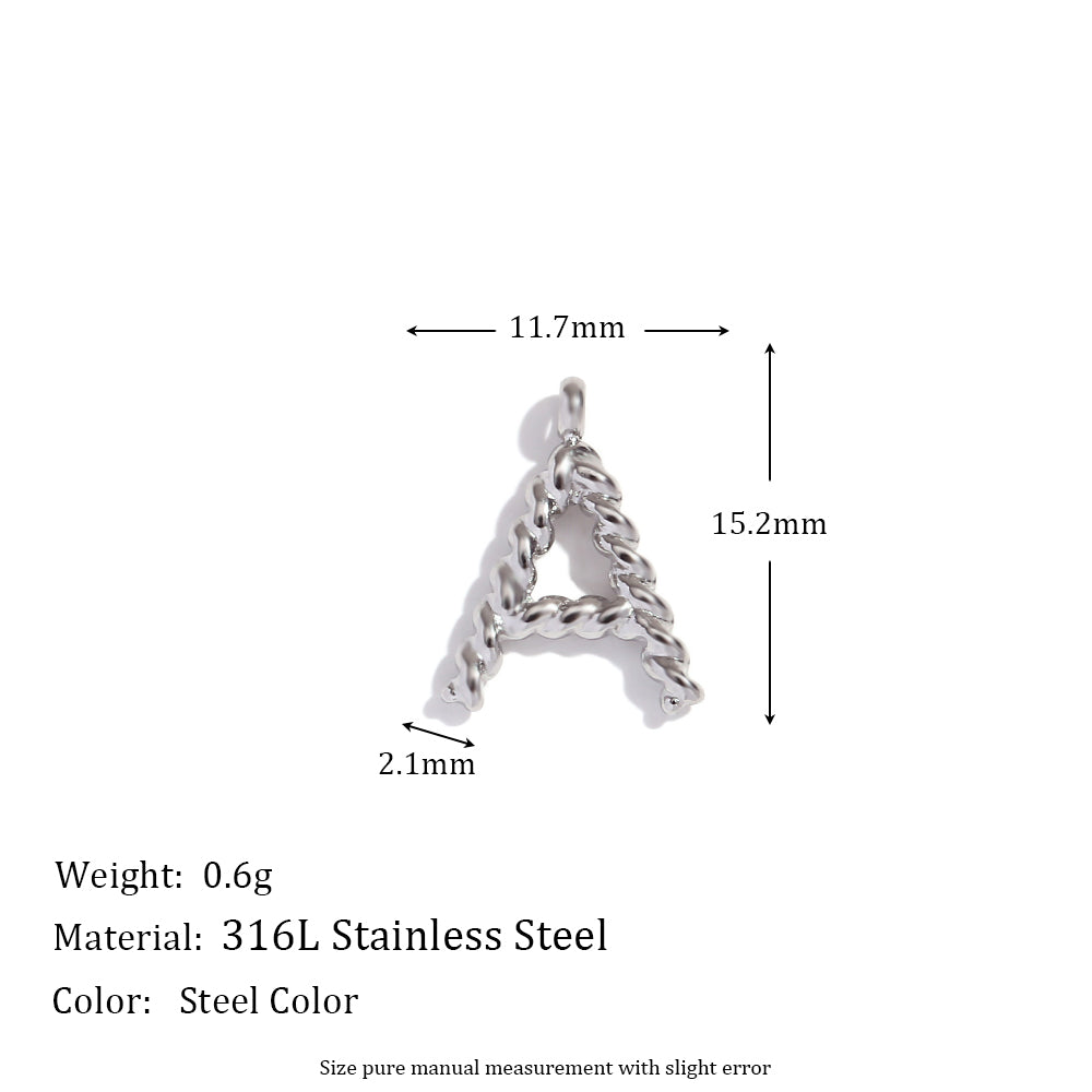 18k Gold Silver Tarnish Free Stainless Steel Mini Twisted Letter Pendant Necklaces