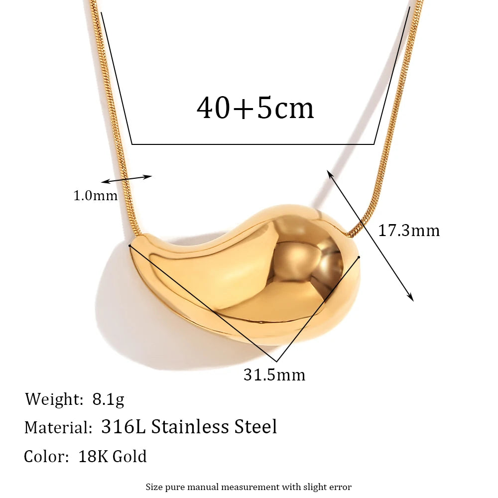 18k Gold Over Stainless Steel Princess Tear Drops Waterproof Necklace Earrings Jewelry Set