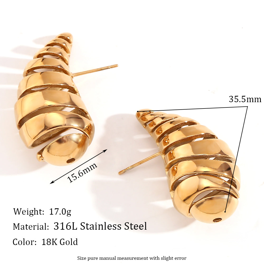 18k Gold Over Stainless Steel Princess Tear Drops Waterproof Necklace Earrings Jewelry Set