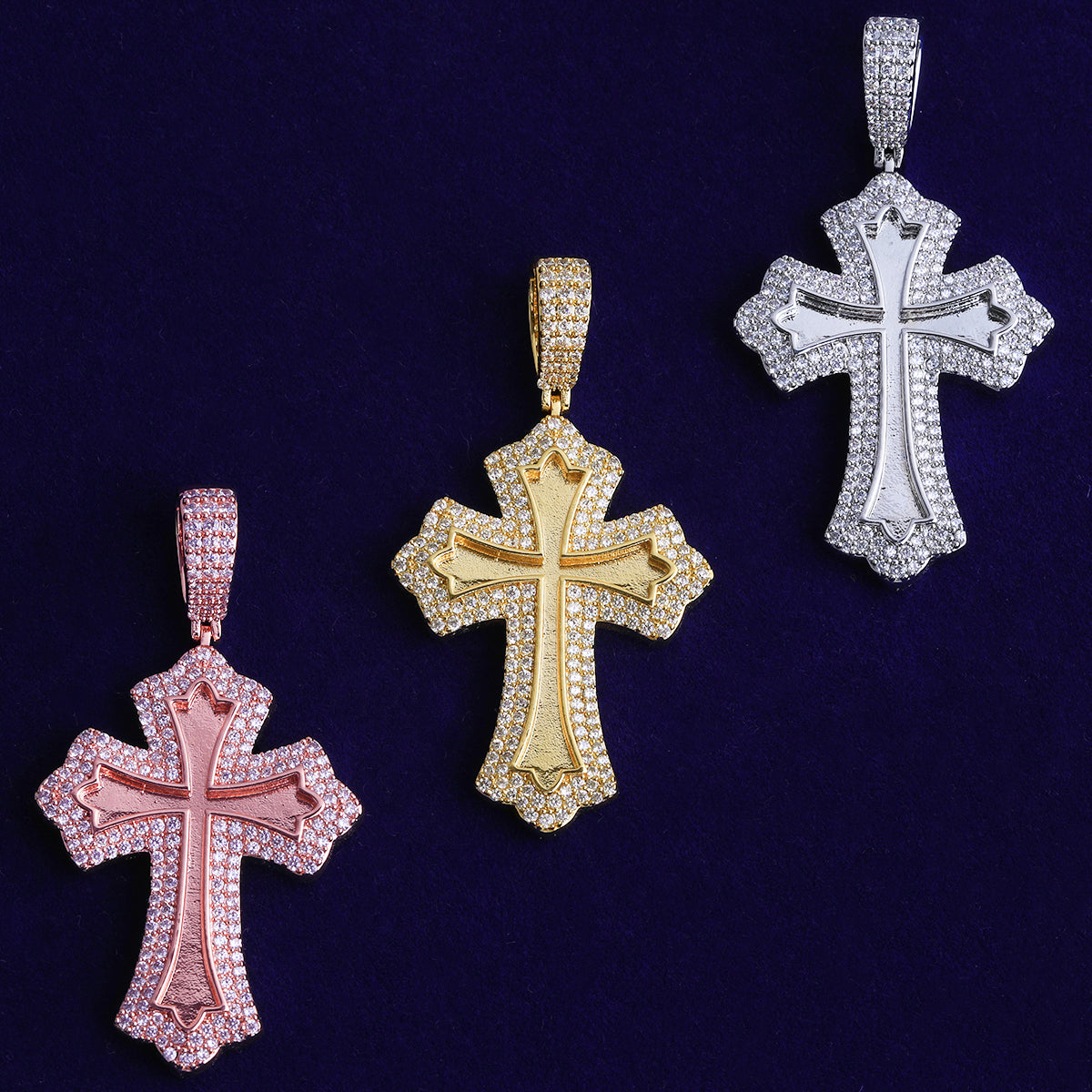 The Inner Radiance | VVS Diamond CZ Prong Set Iced Blinged Out Cross Pendant