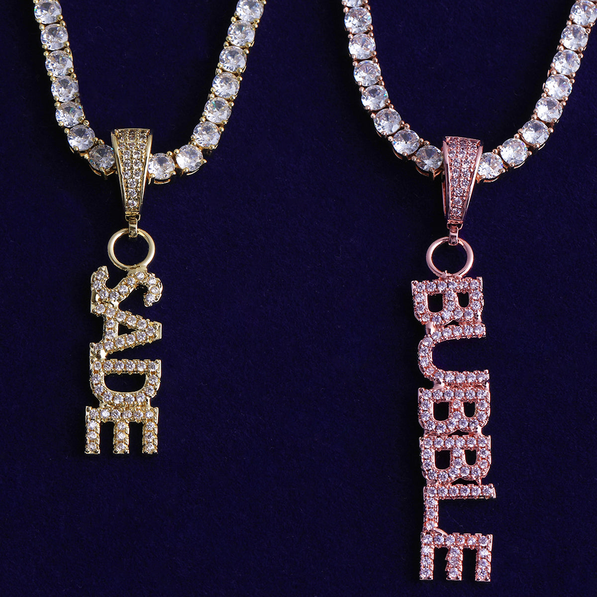 Micro Expression | VVS Diamond CZ Small Custom Vertical Hip Hop Name Plate Pendant