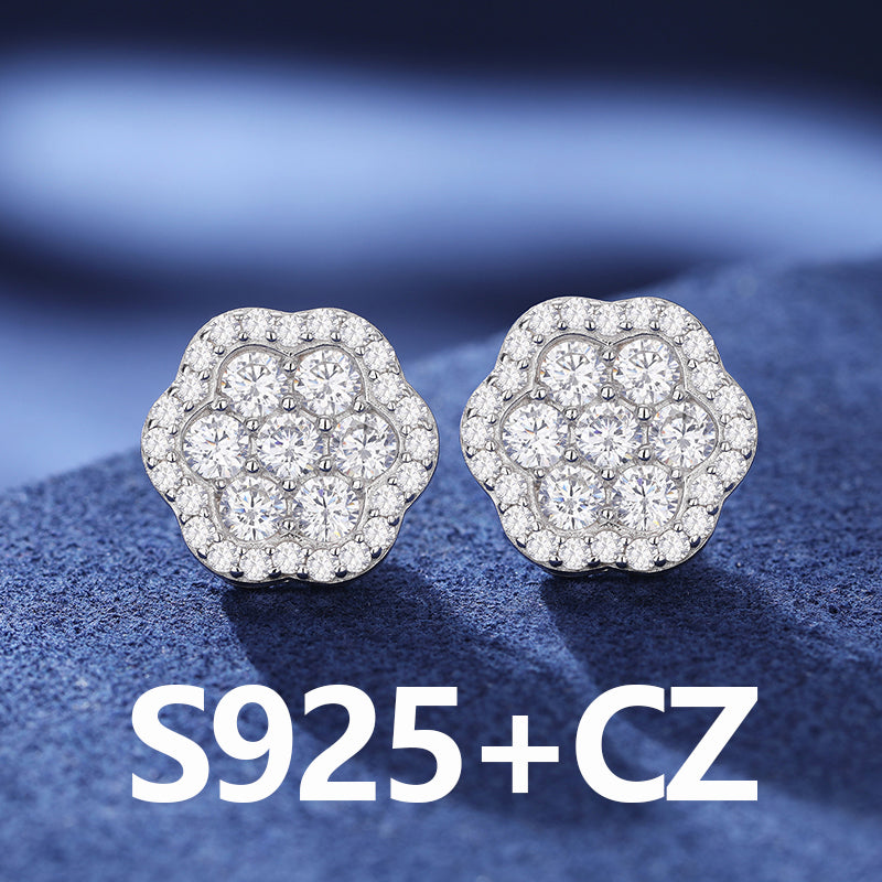 Ice Flower | Luxury 925 Solid Sterling Silver Moissanite Diamond Flower Stud Earrings