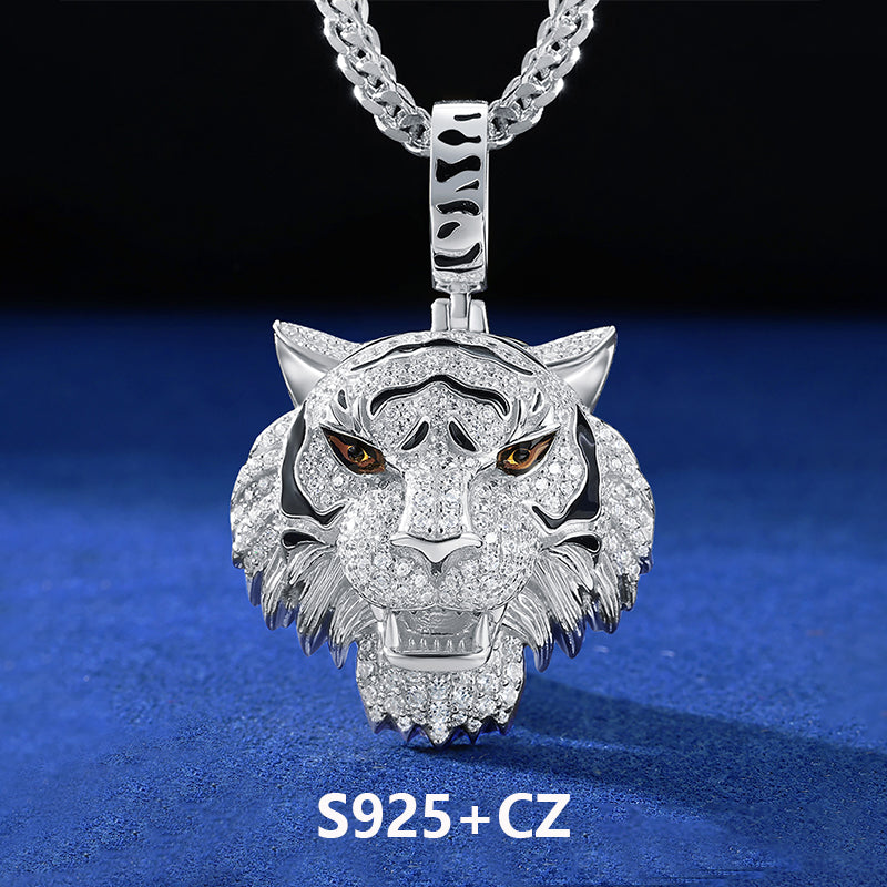 Tiger Pride | Sterling Silver Moissanite Diamond Luxury Hip Hop Iced 3D Tiger Pendant