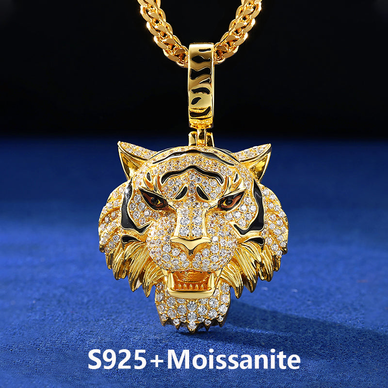 Tiger Pride | Sterling Silver Moissanite Diamond Luxury Hip Hop Iced 3D Tiger Pendant