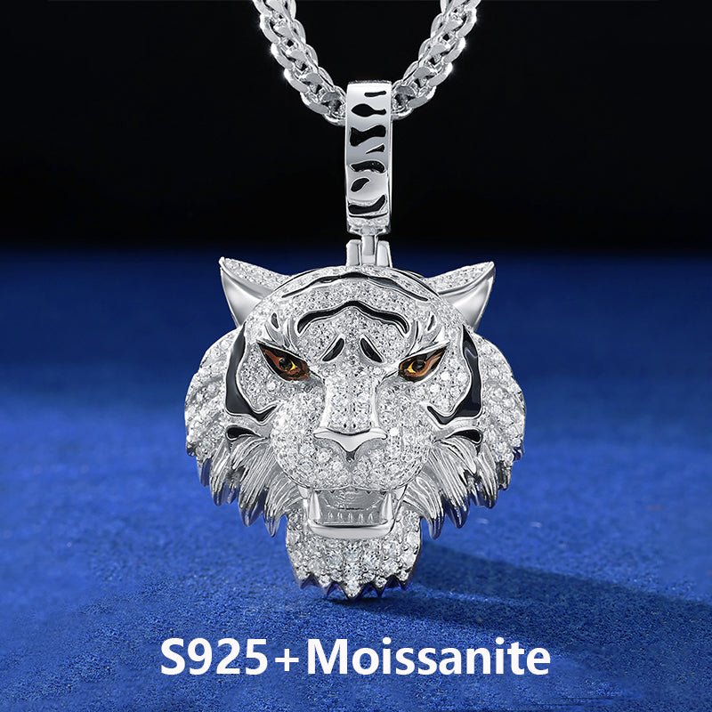 Tiger Pride | Sterling Silver Moissanite Diamond Luxury Hip Hop Iced 3D Tiger Pendant