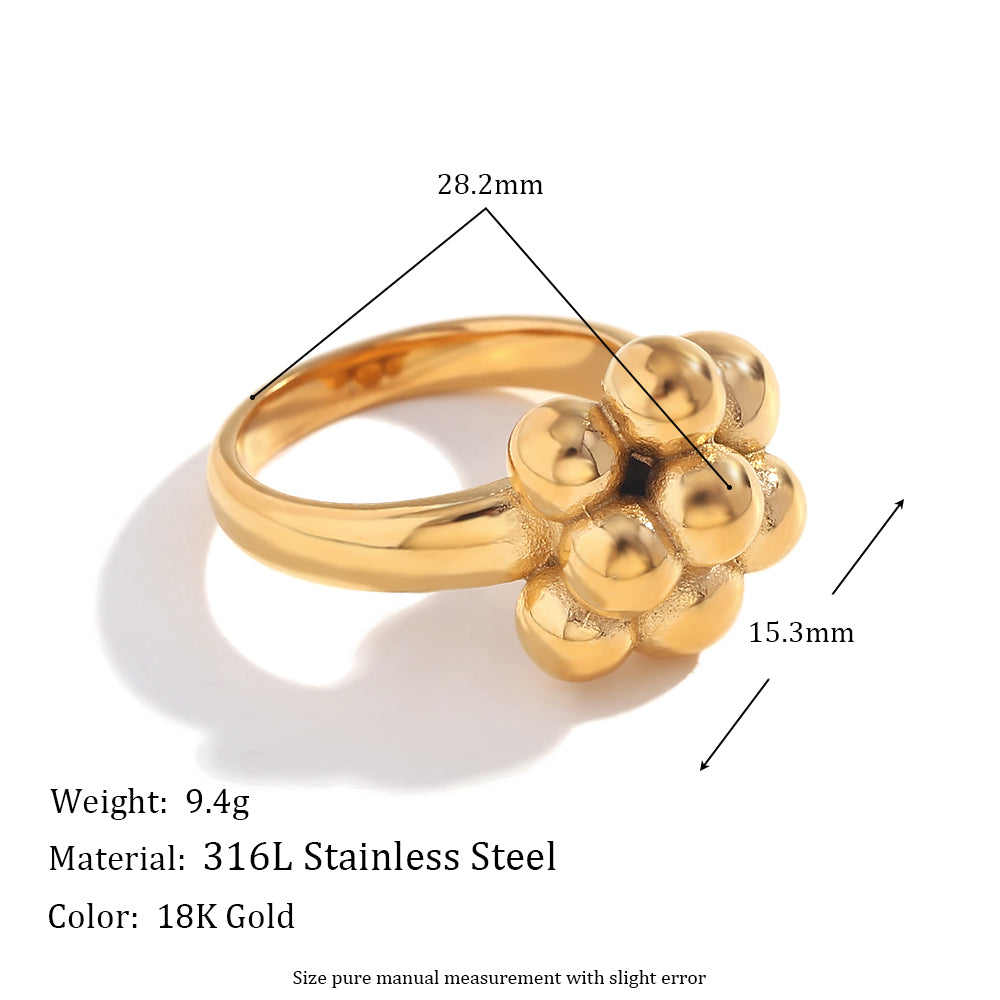 18k Gold Round Bubble Stainless Steel Water Resistant Bubbly Personality Jewelry