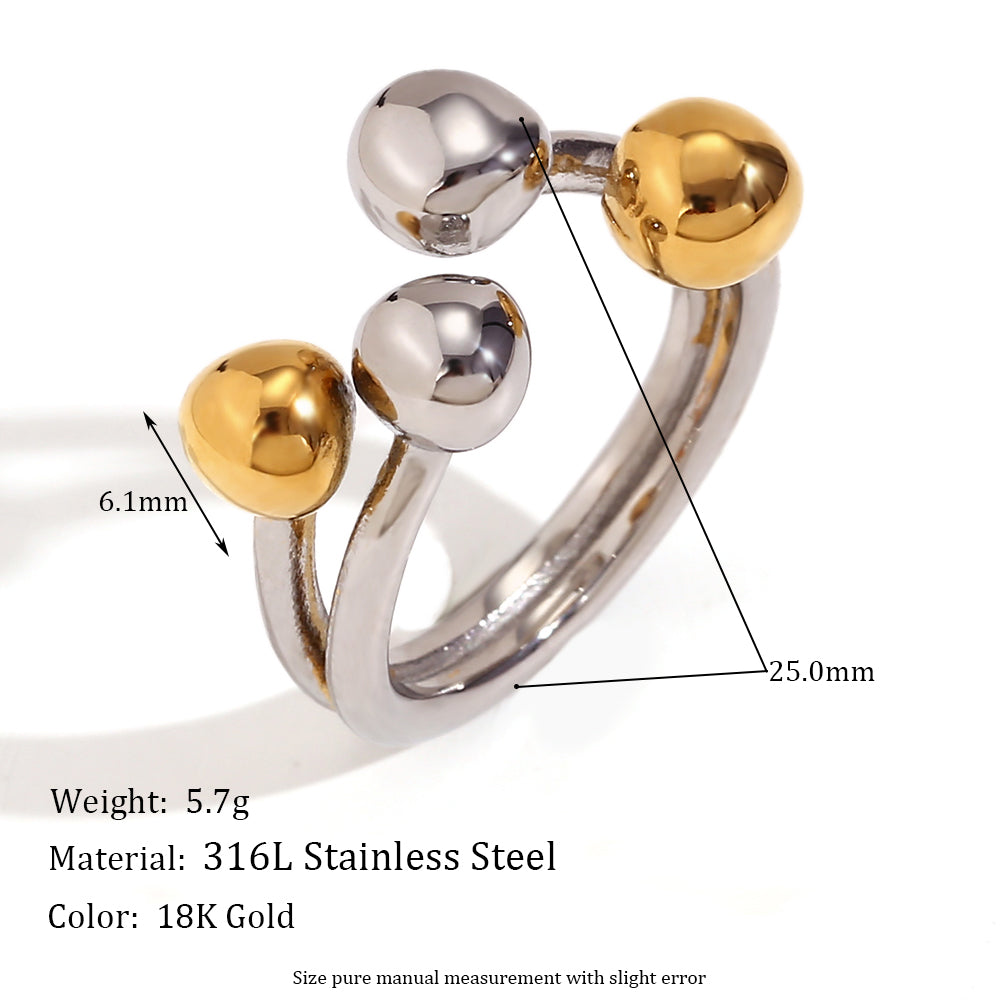 Personality Peach 18k Gold Circular Stainless Steel Water Resistant Tarnish Free Ring