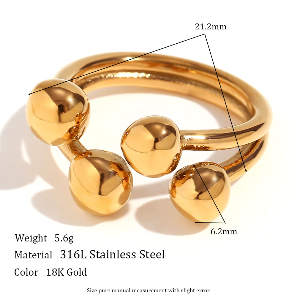 Personality Peach 18k Gold Circular Stainless Steel Water Resistant Tarnish Free Ring