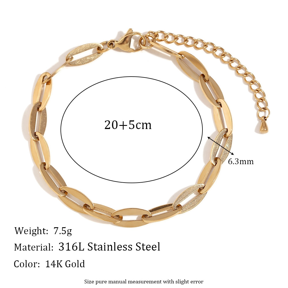 18k Gold Stainless Steel Waterproof Paper Clip Knot Bowtie Link Chain Anklet Ankle Bracelets